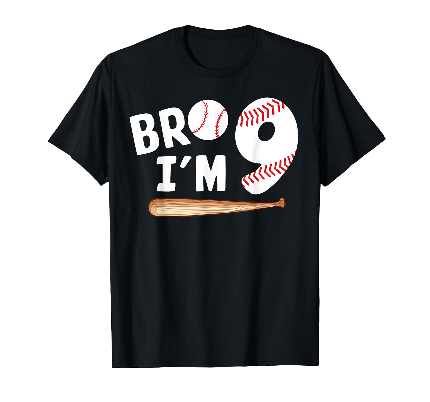 9th Birthday Shirt Boy Bro I'm 9 Year Old Baseball Theme T-Shirt