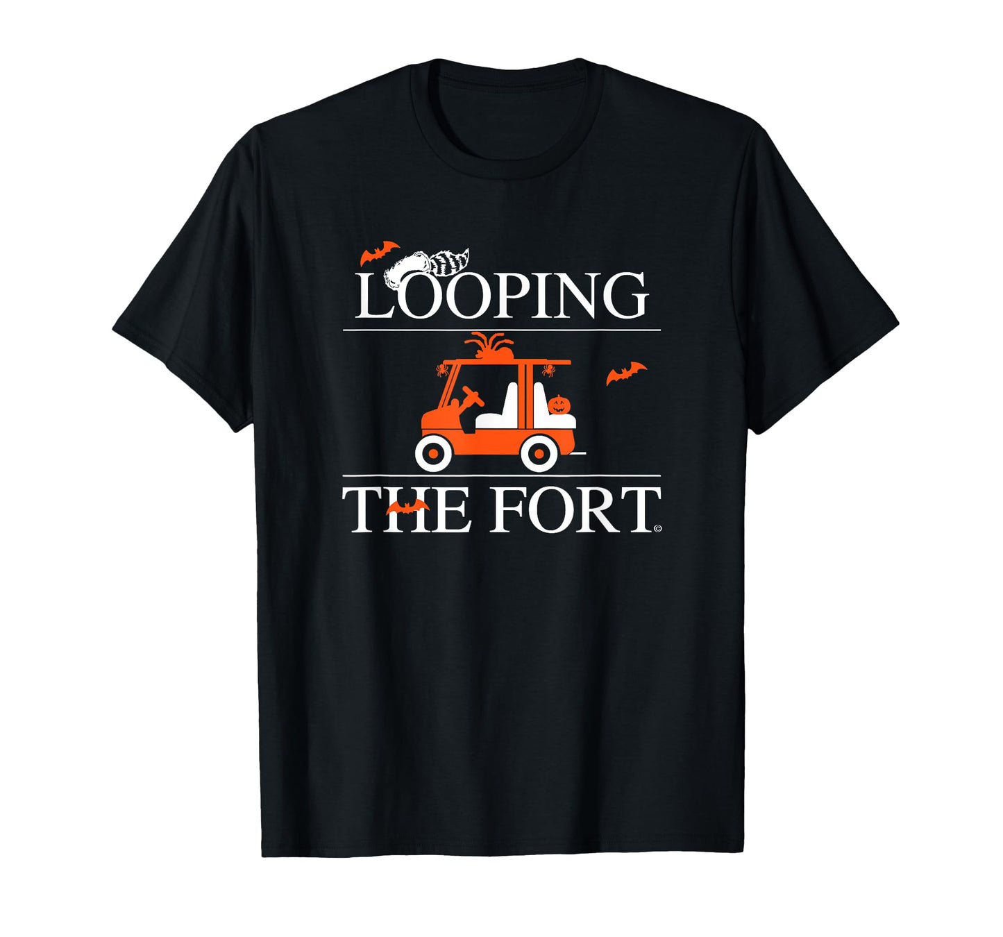 Looping Golf Cart Parade Halloween Decor Bat T-Shirt