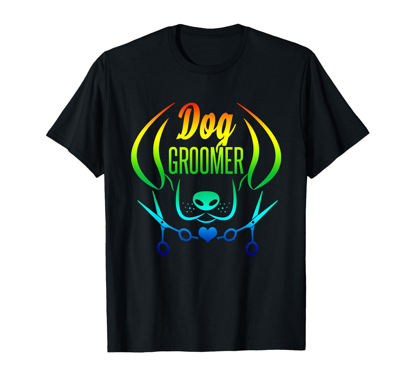 Cute Dog Groomer Tshirt Rainbow Women Dog Grooming T-Shirt