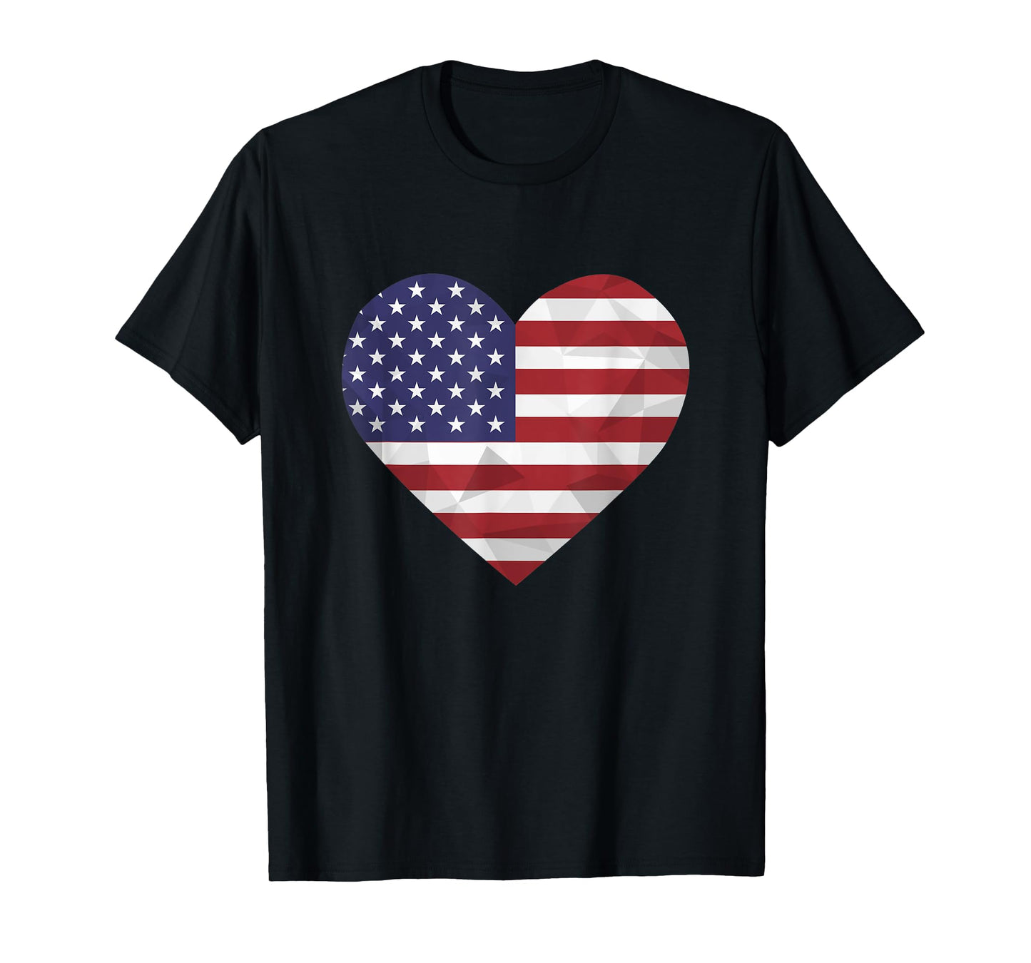 I Love United States of America Flag Heart Low Poly American T-Shirt