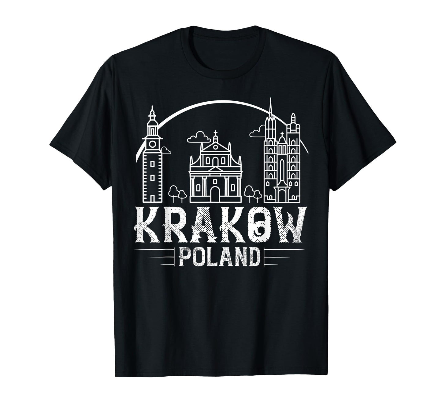 Krakow Poland City Skyline Map Travel T-Shirt
