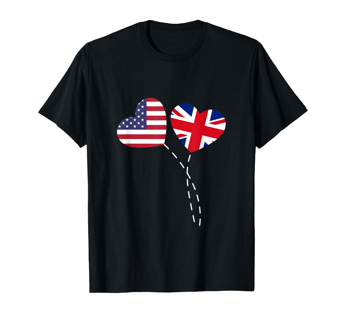 Loving USA United Kingdom Flag Heart British Americans Love T-Shirt