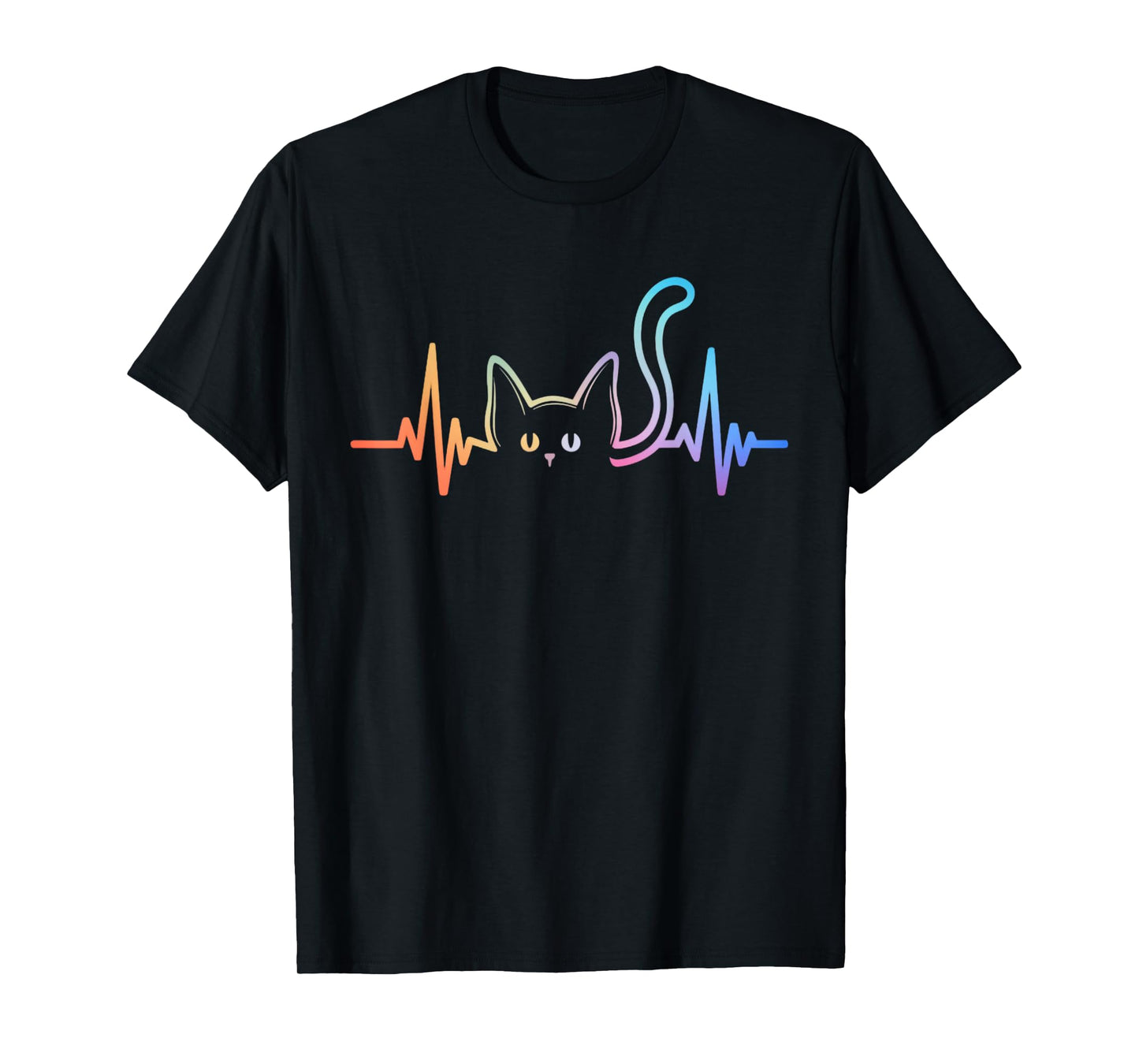 Heartbeat Cat Lover Cute Cat Owner Animal Silhouette Art ECG T-Shirt