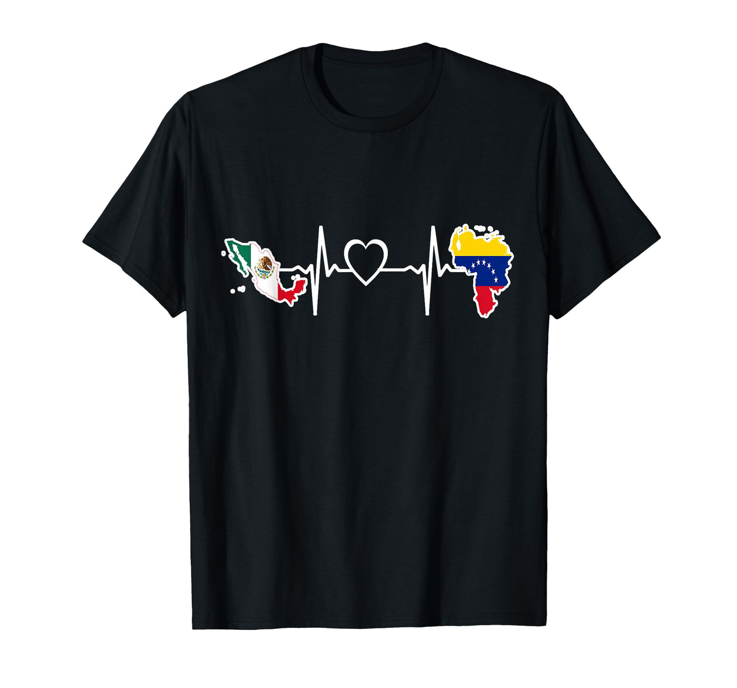 Mexico Venezuela Flag - Mexican Venezuelan HeartBeat T-Shirt