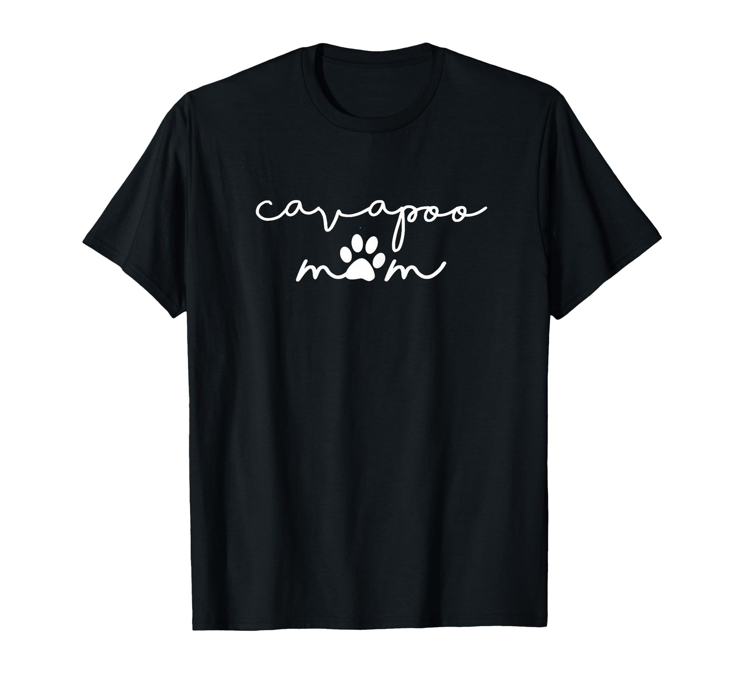 Cavapoo Mom with Dog Pawprint for Human Fur Mama T-Shirt