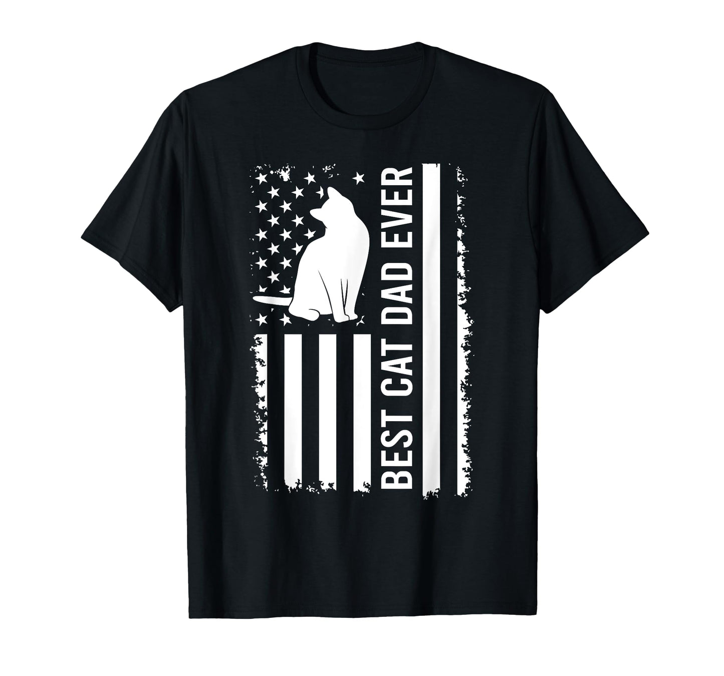 Men's Cat Dad US Flag Kitty Daddy Dad Christmas Fathers Day T-Shirt