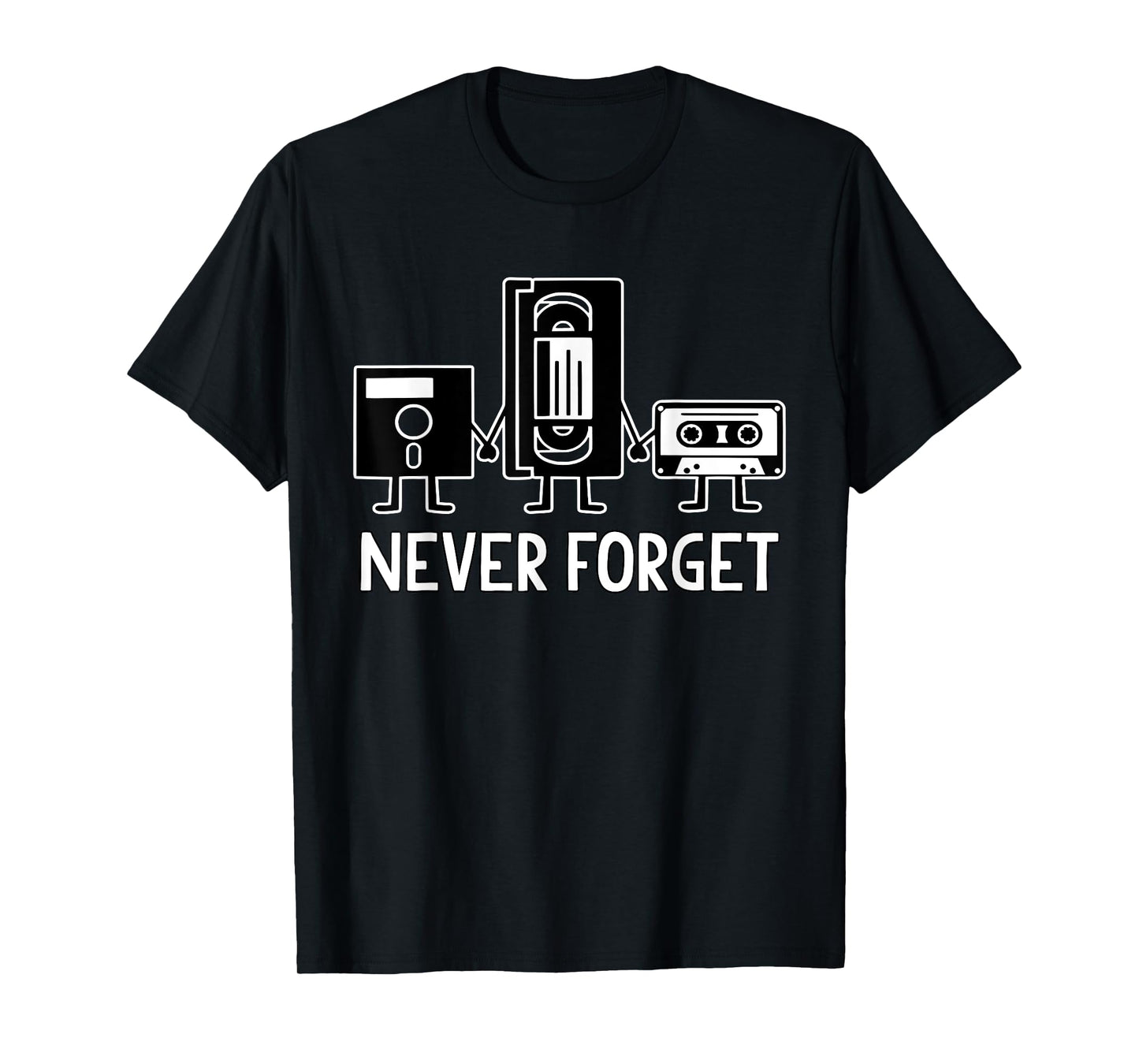 Vintage Retro Floppy Disk, VHS Tape, Cassette - Never Forget T-Shirt