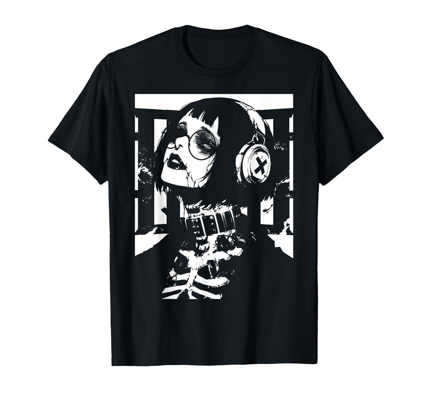 Horror Techwear Ghoul Girl Cybergoth Gothic Anime Manga T-Shirt