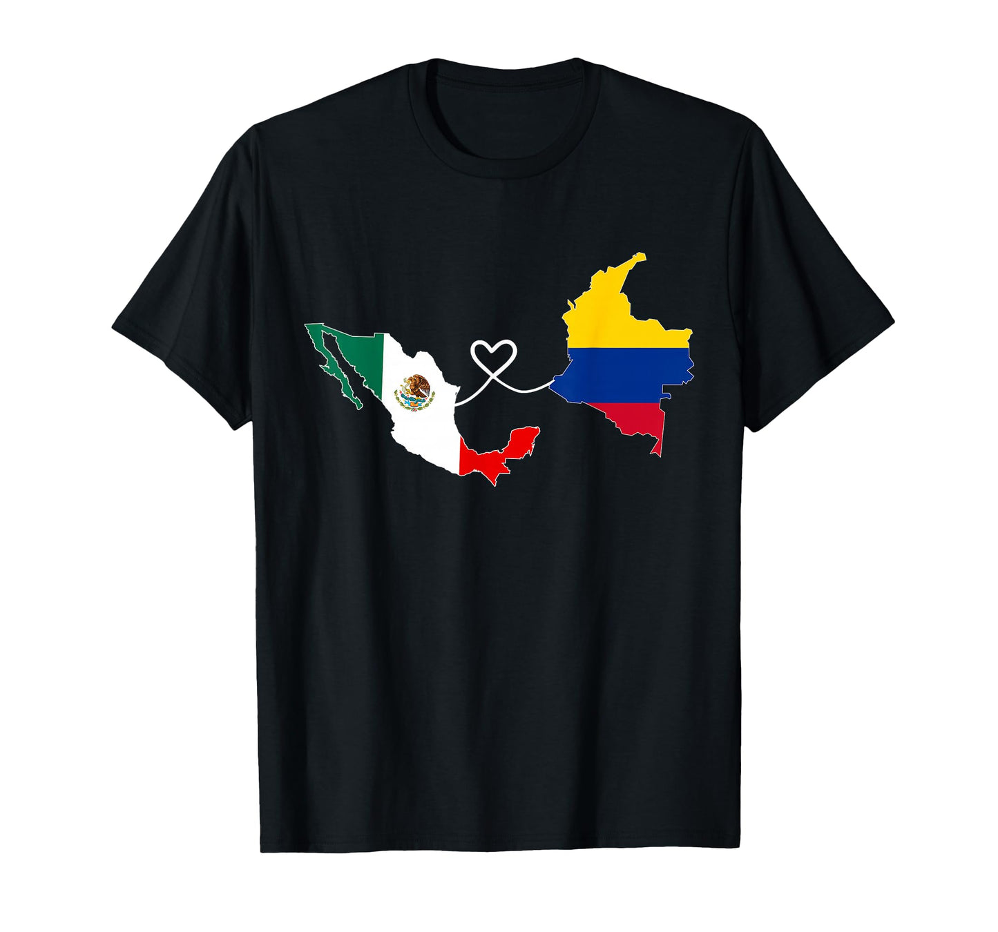 Half Colombian Half Mexican Flag Map DNA Mexico Colombia T-Shirt