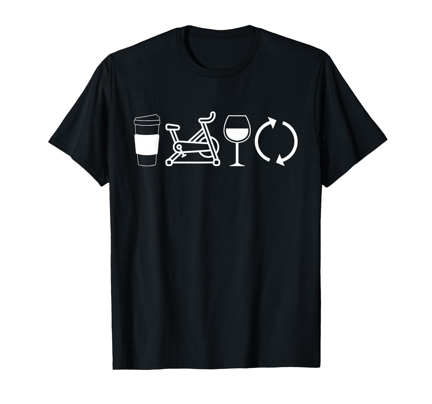 Coffee Spin Wine Repeat Funny Spinning Class Workout Gym T-Shirt