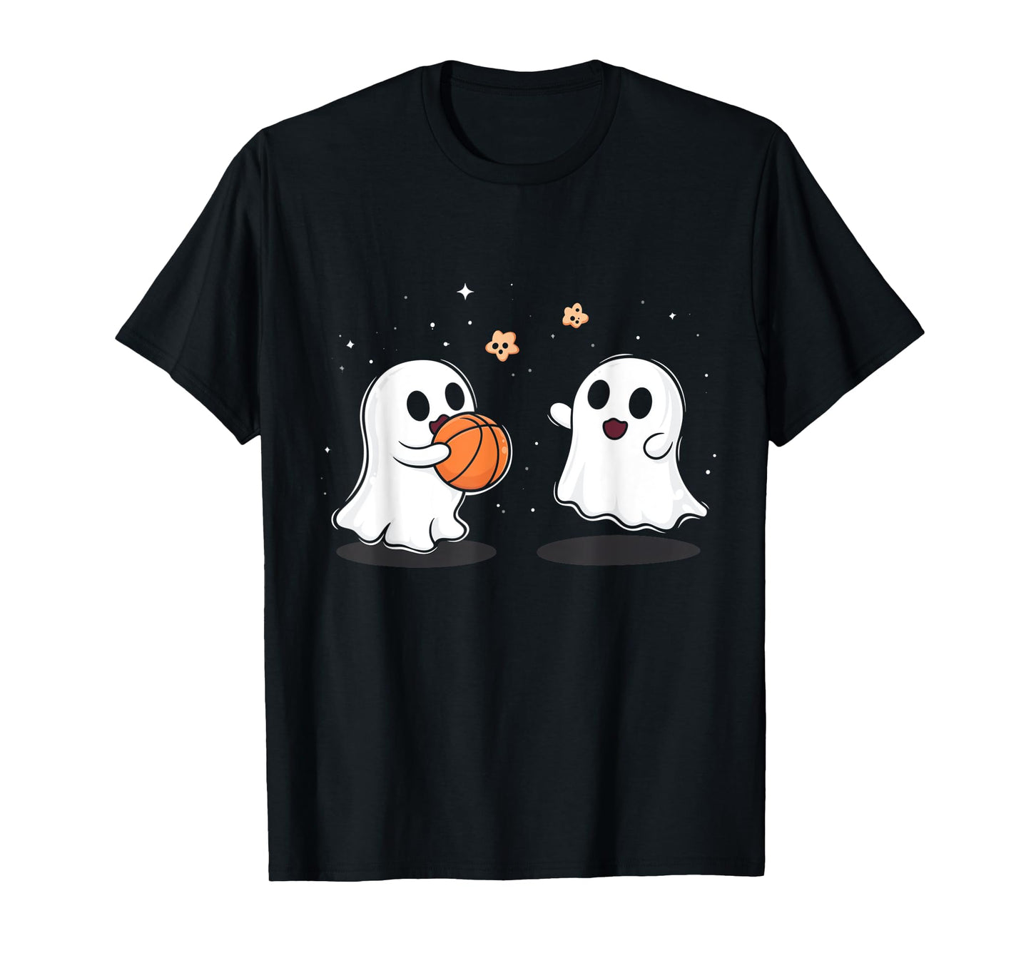 Cute Ghost Playing Basketball Funny Halloween T-Shirt