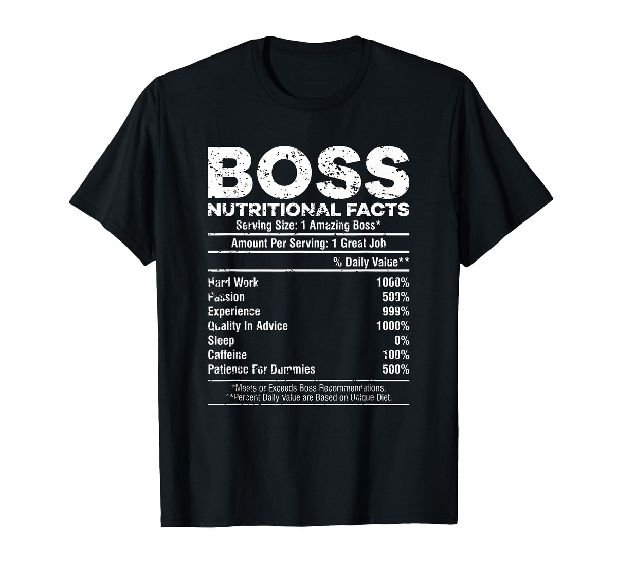 Funny Manager Boss Appreciation Nutritional Facts Distressed T-Shirt