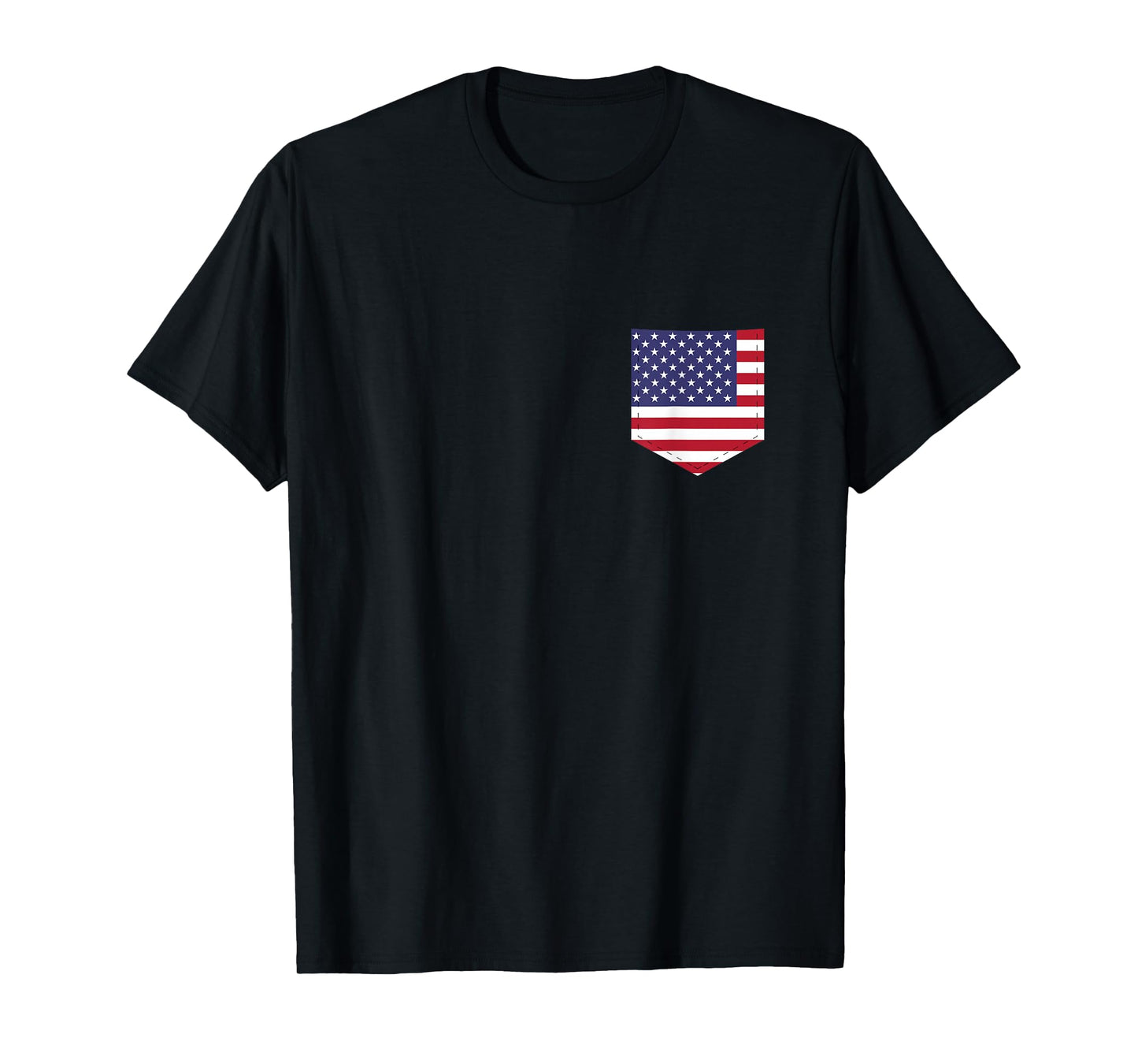 United States Flag T-Shirt with Printed American Flag Pocket T-Shirt