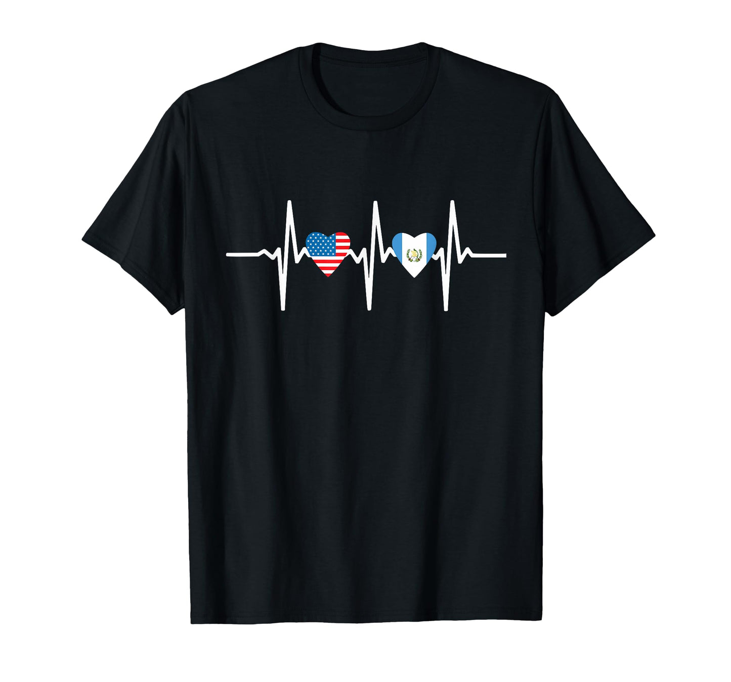 Half Guatemalan And American Guatemala Usa Flag Heartbeat T-Shirt