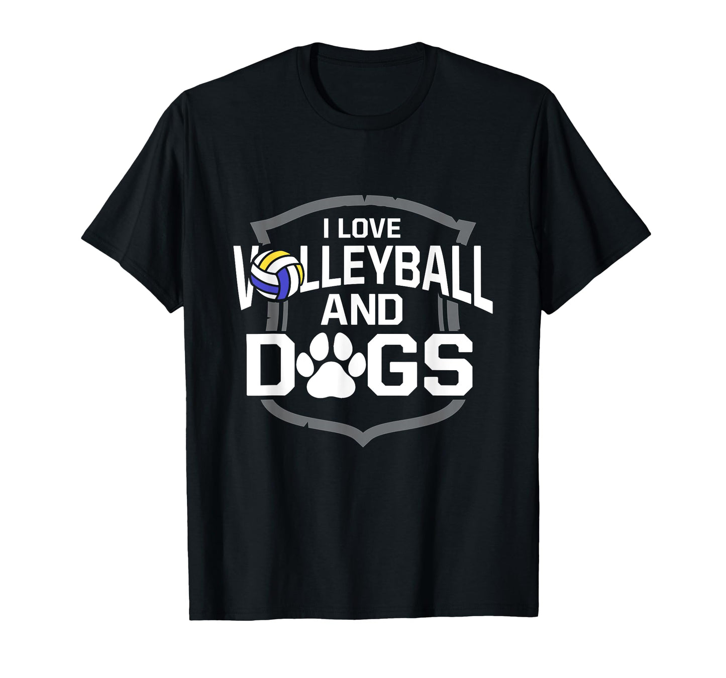 I Love Volleyball And Dogs Cute Spiker Blocker Setter T-Shirt