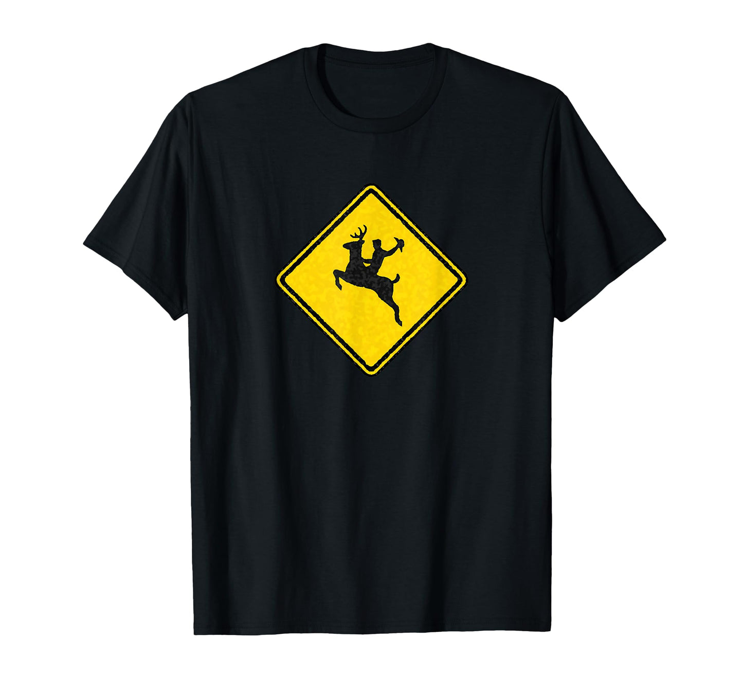 Bucking Deer Crossing Road Sign with Cowboy for Rodeo Fans T-Shirt