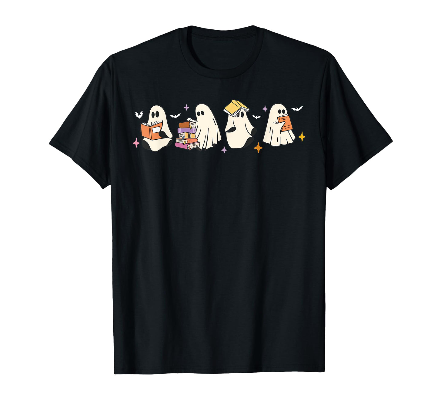 Funny Ghost Book Reading Halloween Books Lover Kids T-Shirt