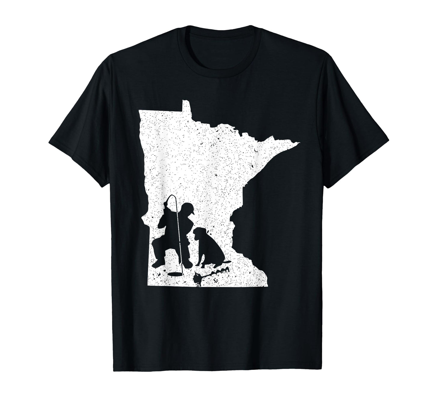 Vintage Minnesota Ice Fishing T-Shirt & Dog Dad Gift Men Women Girls Kids T-Shirt