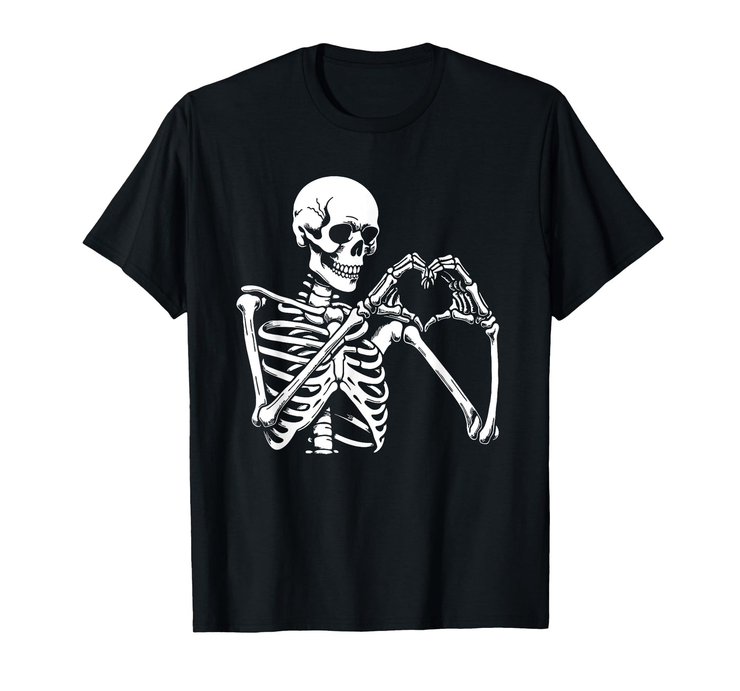 Skeleton Heart Hands Sign Halloween Costume Retro Halloween T-Shirt