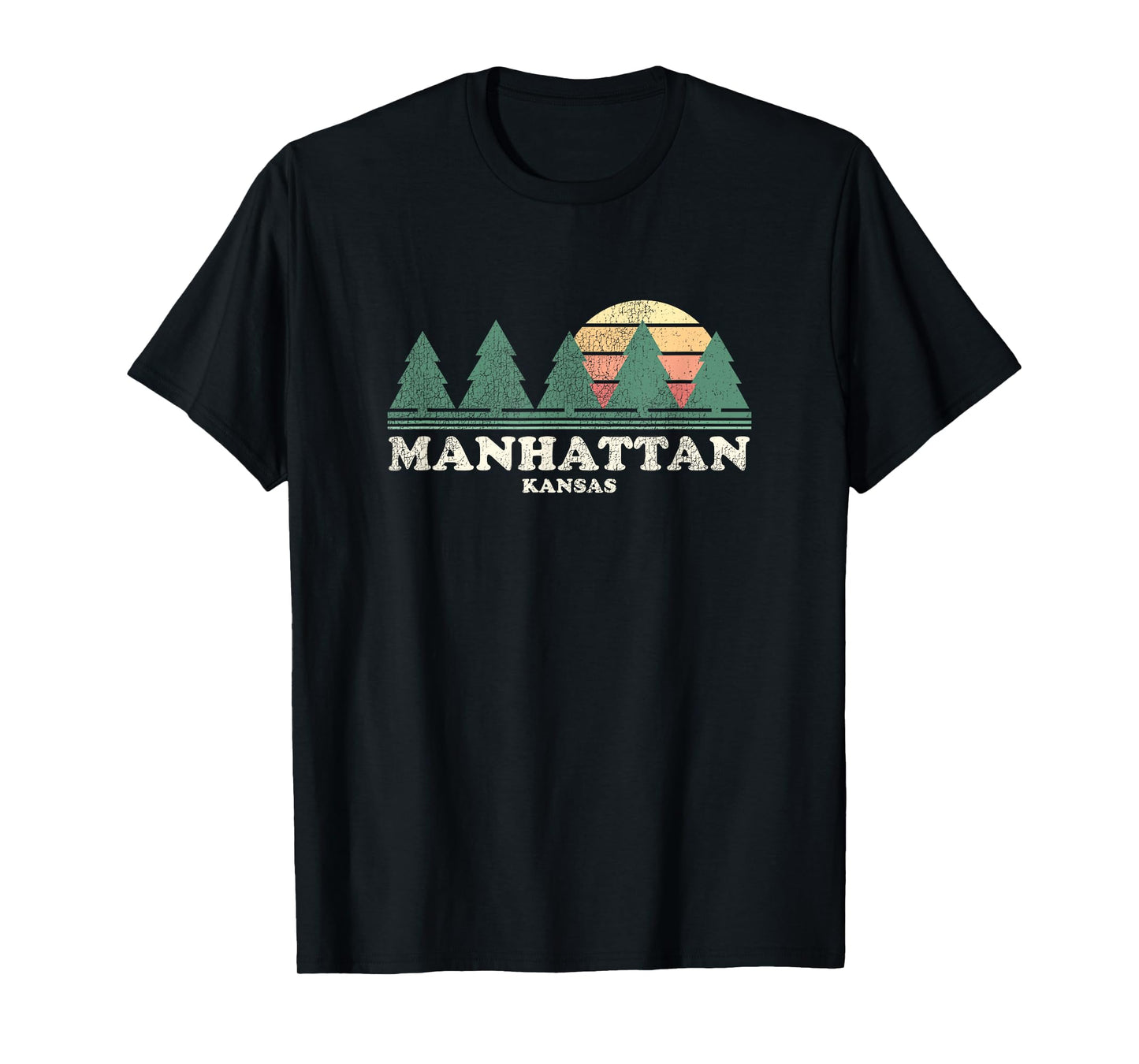 Manhattan KS Vintage Throwback Tee Retro 70s Design T-Shirt