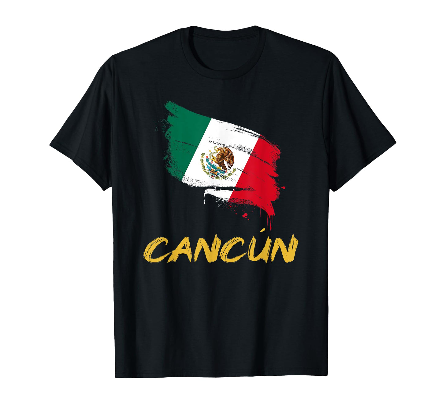Cancun Mexico MX Mexican Heritage Flag Paint Stroke T-Shirt