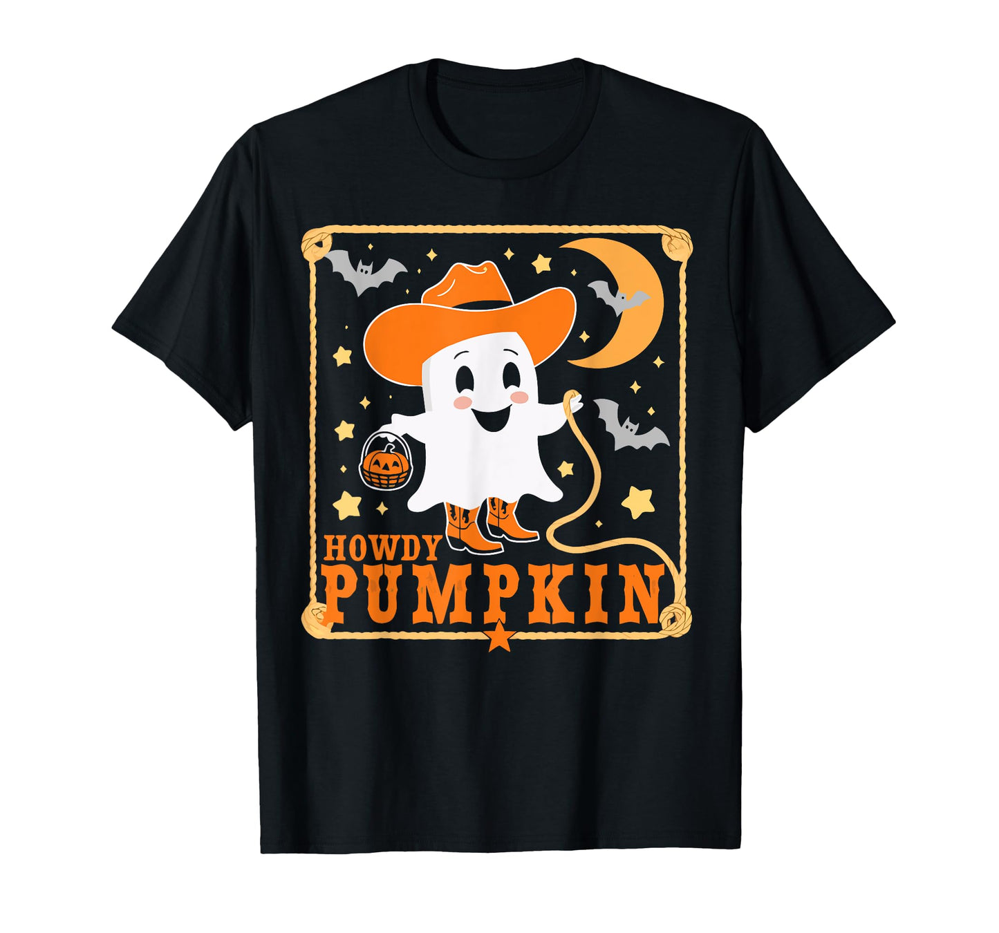 Retro Howdy Pumpkin Western Halloween Cowboy Costume T-Shirt