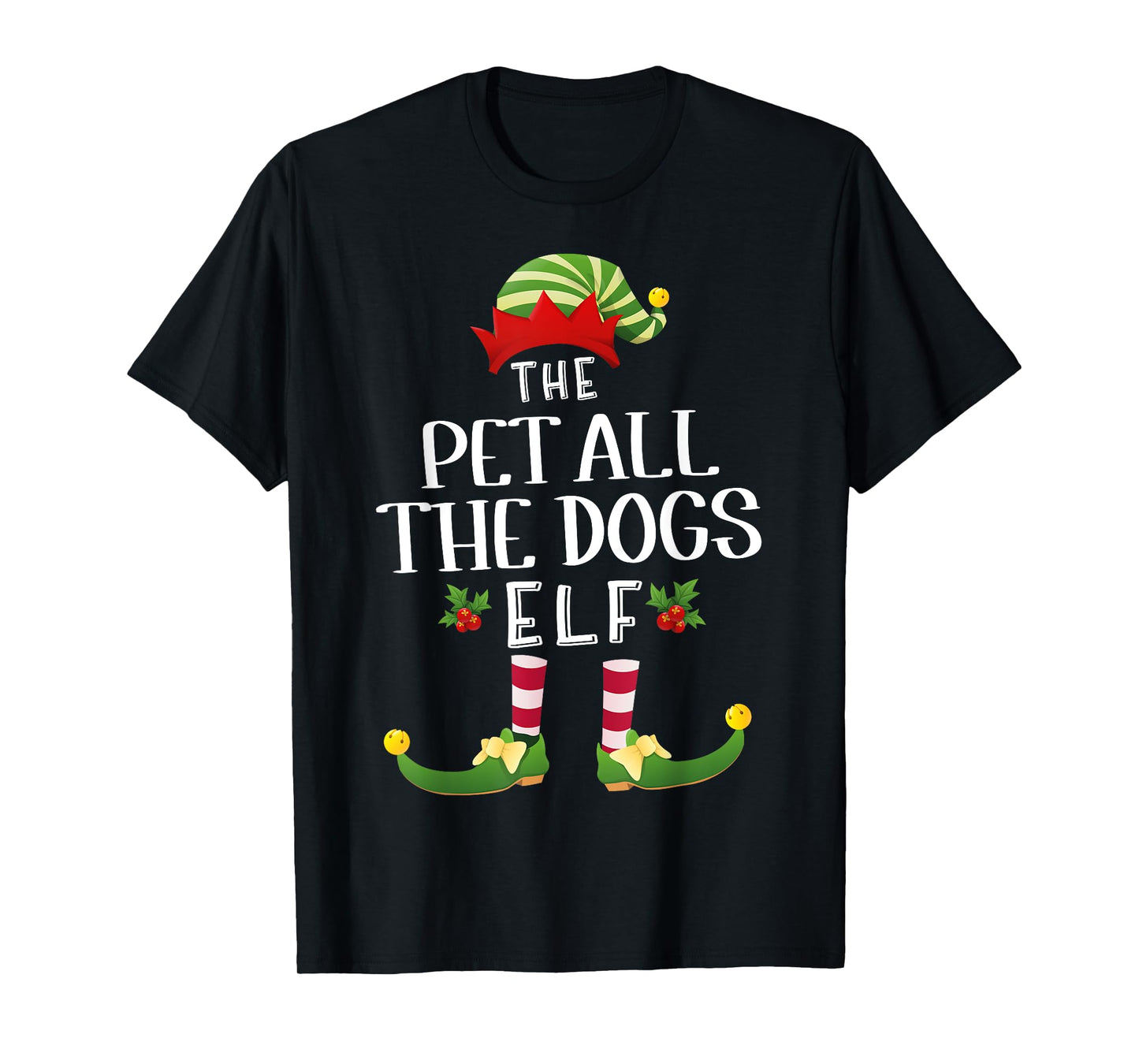 Pet All The Dogs Christmas Elf Matching Pajama X-Mas Party T-Shirt