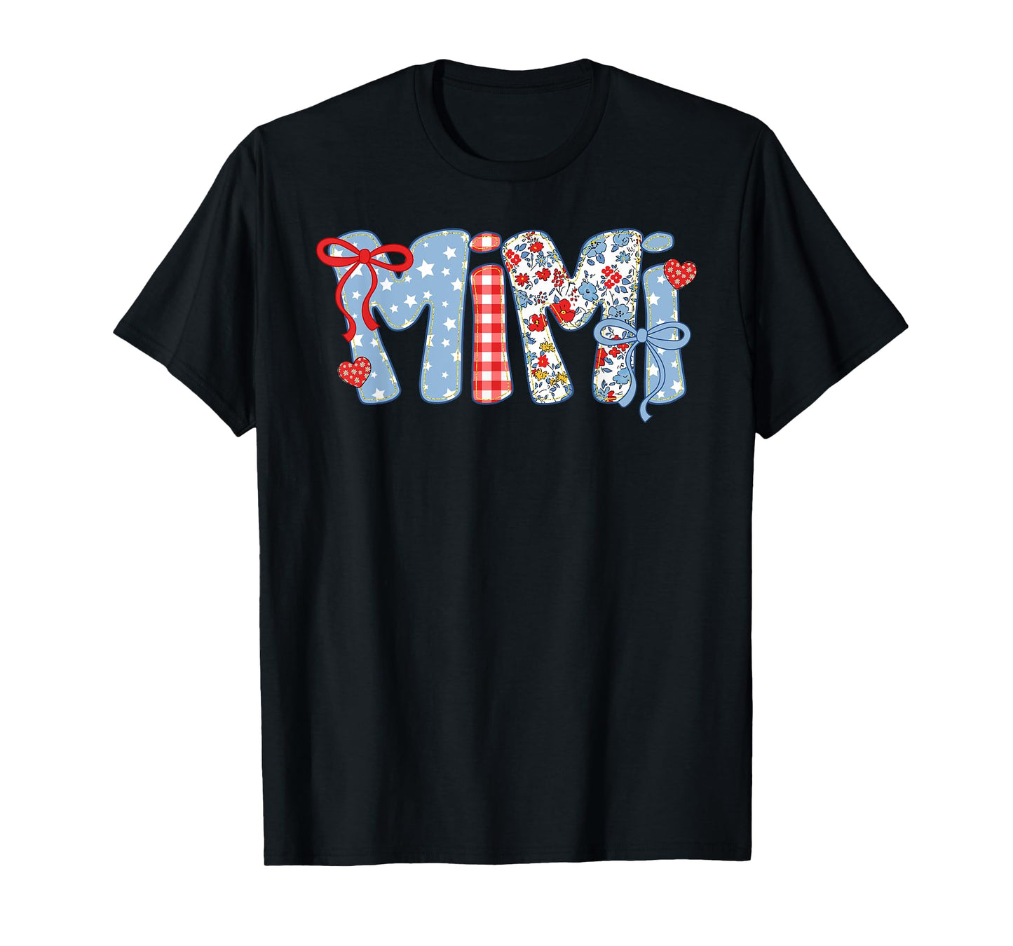 Cute American Mimi 4th of July Coquette Bow Red White & Blue T-Shirt