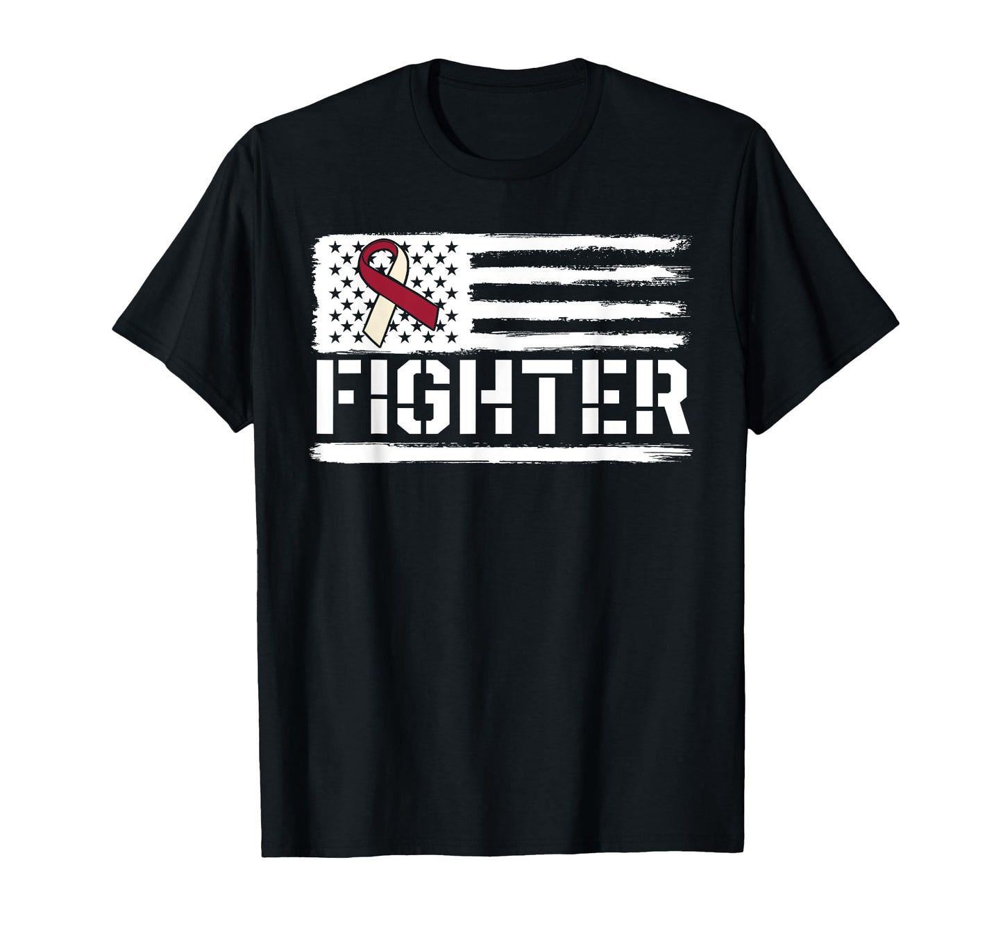 Oral Cancer Awareness Throat Head Neck Fighter American Flag T-Shirt