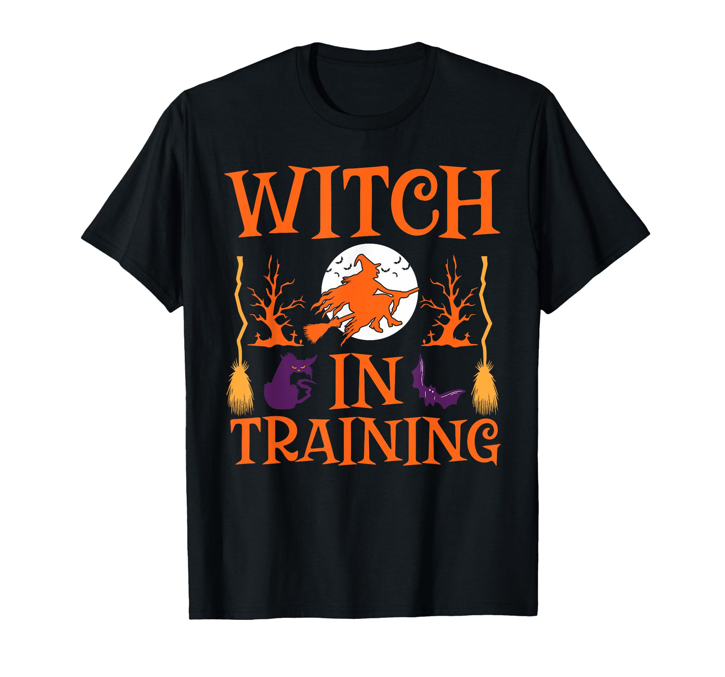 Scary On Her Broom Halloween Party Spooky Witch In Training T-Shirt