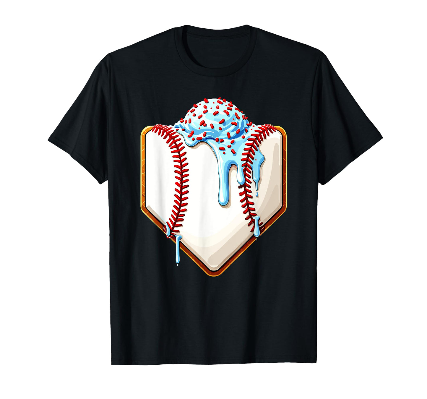 Ice Cream Baseball Drip Home Plate Dripping T-Shirt