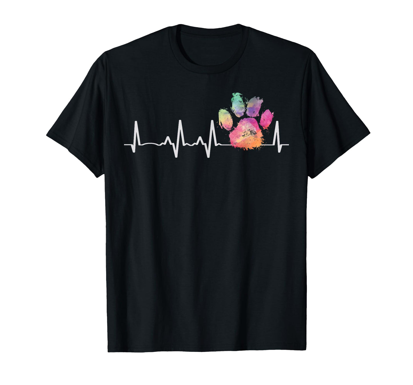 Cute Veterinarian Gift Rainbow Paw Print Heartbeat Vet Tech T-Shirt