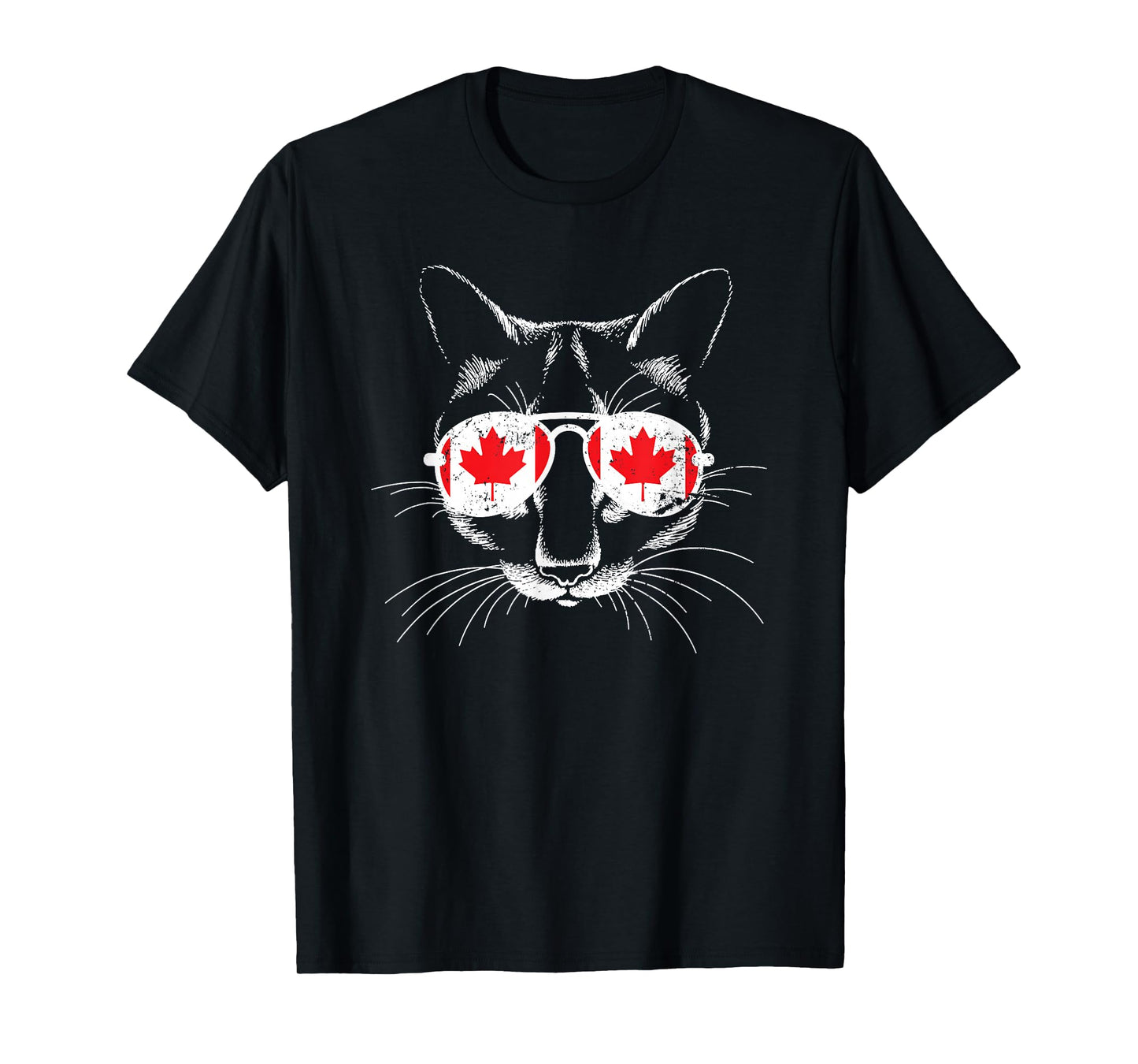 Canadian Cat Animal Canada Flag Sunglasses Canada T-Shirt