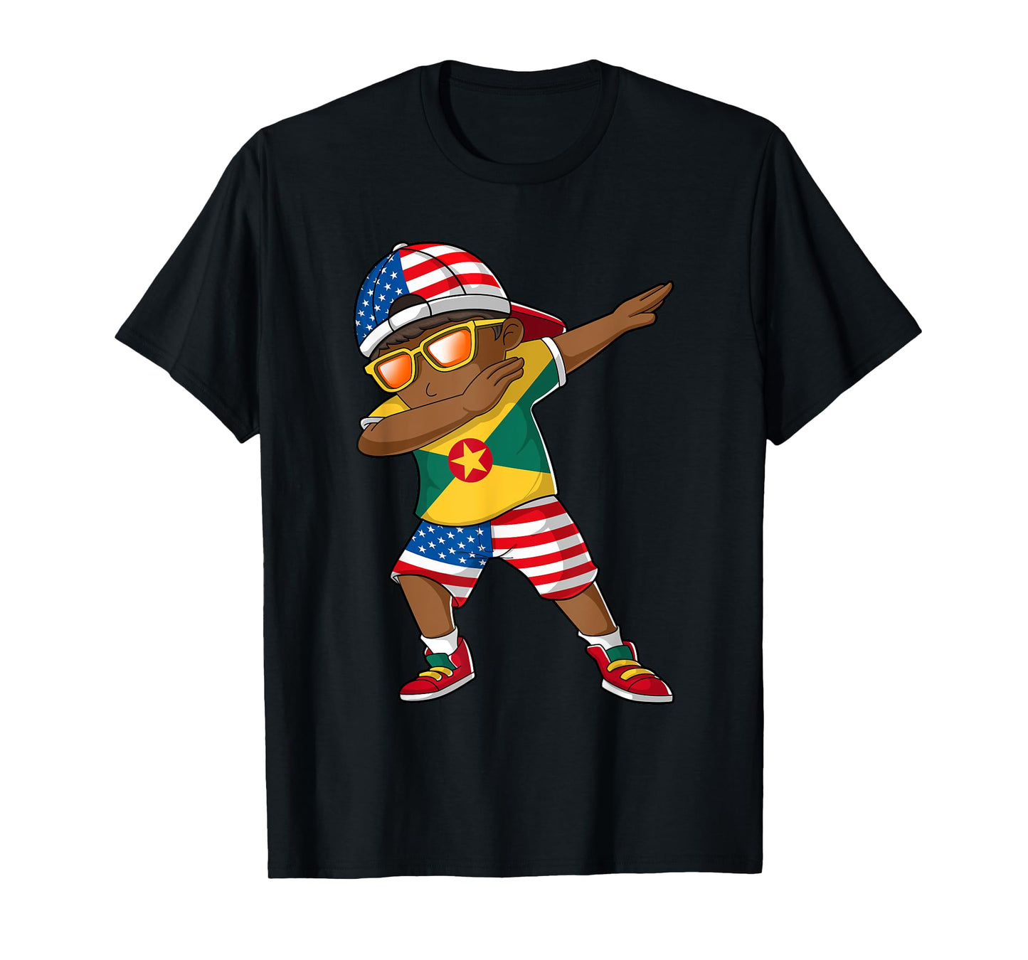 Half American Half Grenadian Boy Kid Grenada Flag Patriotic T-Shirt
