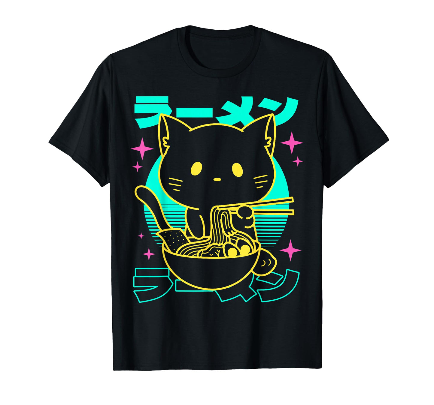 Anime Ramen Cat Japanese Retro Noodles Aesthetic Kawaii Cat T-Shirt