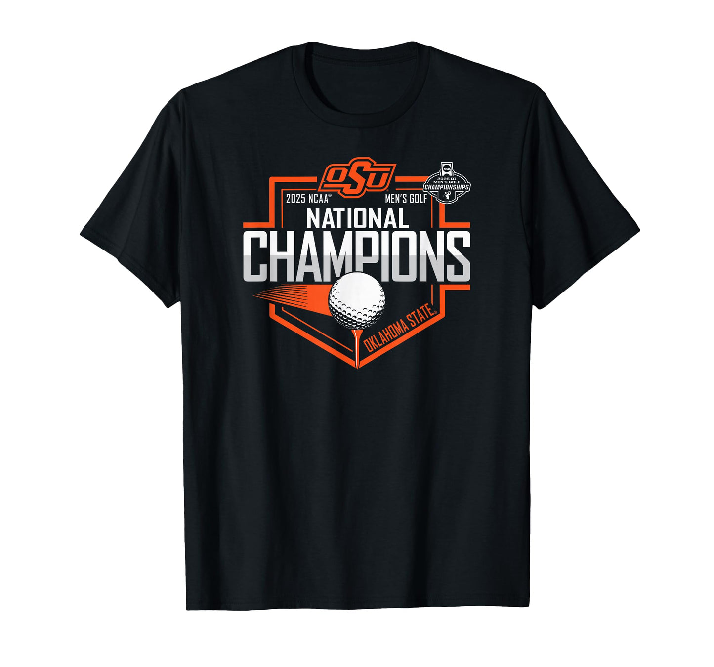 Oklahoma State Cowboys Men's Golf National Champs 2025 Black T-Shirt