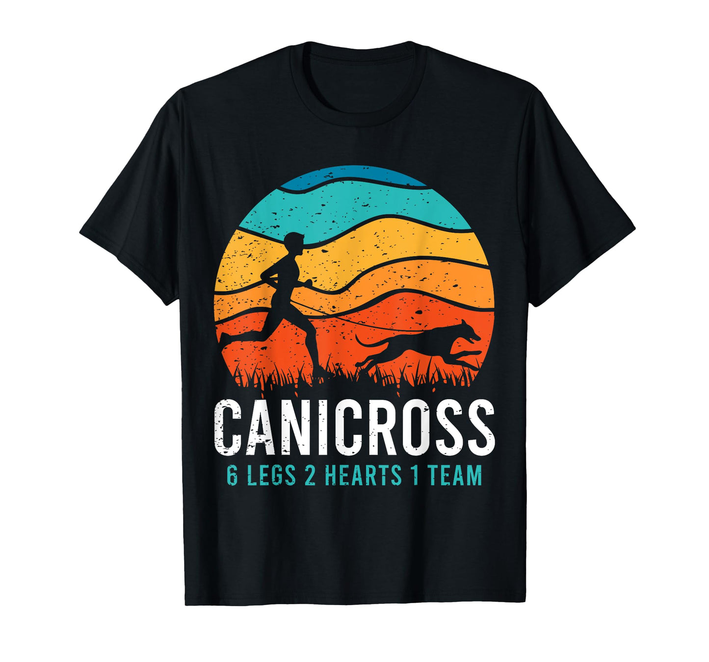 Canicross 6 Legs 2 Hearts 1 Team Funny Dog Running Lover Pun Men Women Girls Kids T-Shirt