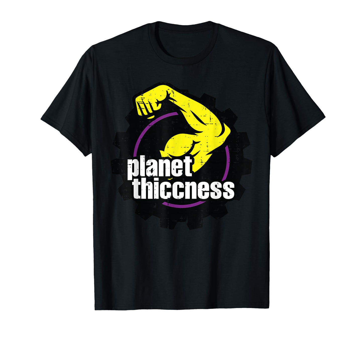 Gym Biceps Planet Thiccness Funny Workout Humor Men Women T-Shirt
