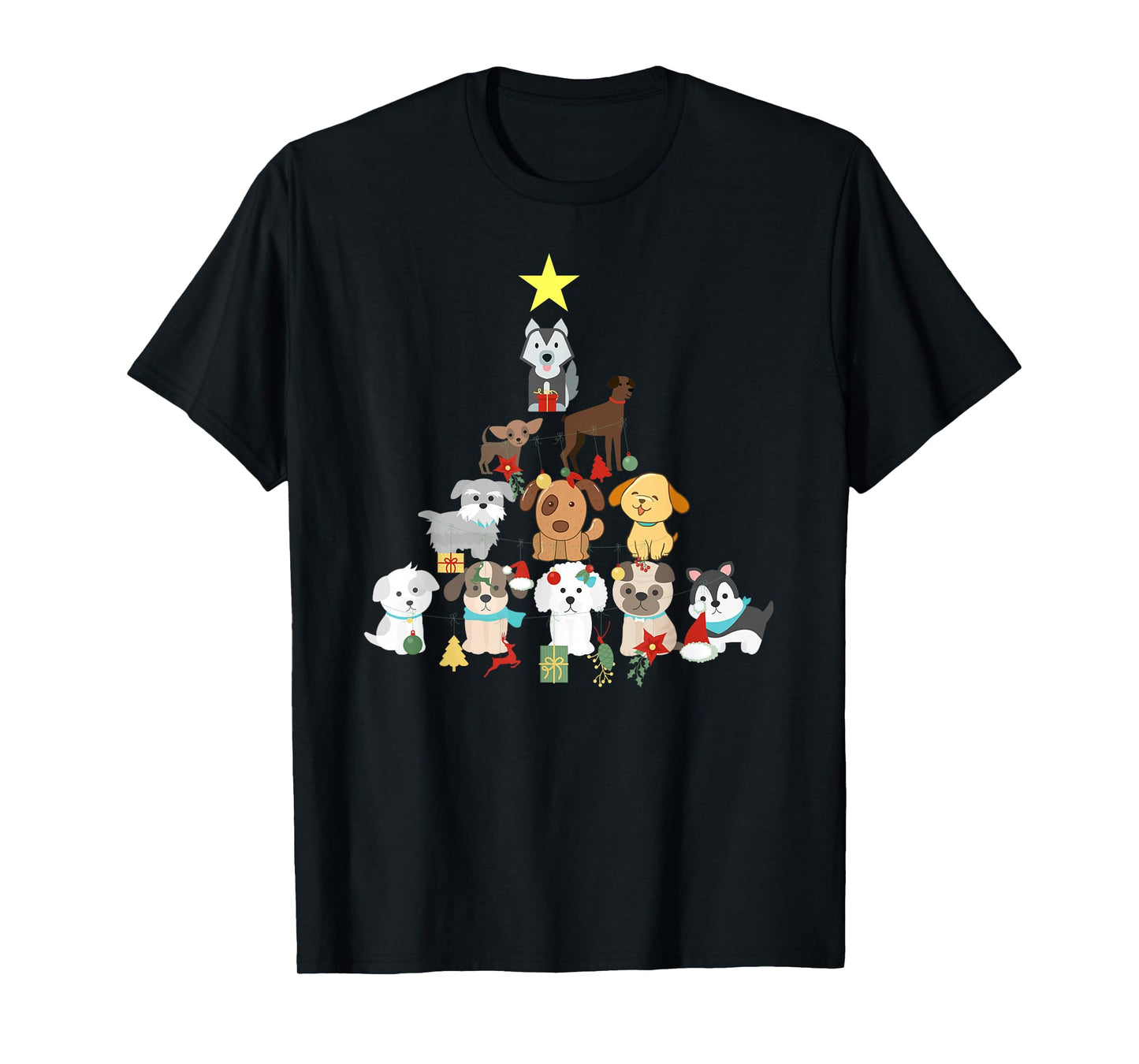 Christmas Dog Tree T-Shirt Cute Funny Puppy Dogs Xmas Tee T-Shirt