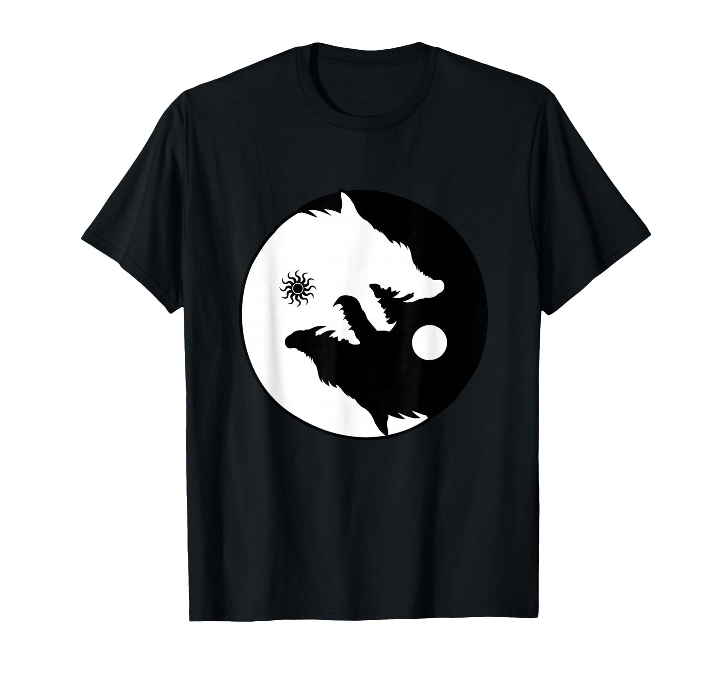 Wolf Yin Yang Sun Moon Vintage Harmony Balance Life Gift T-Shirt