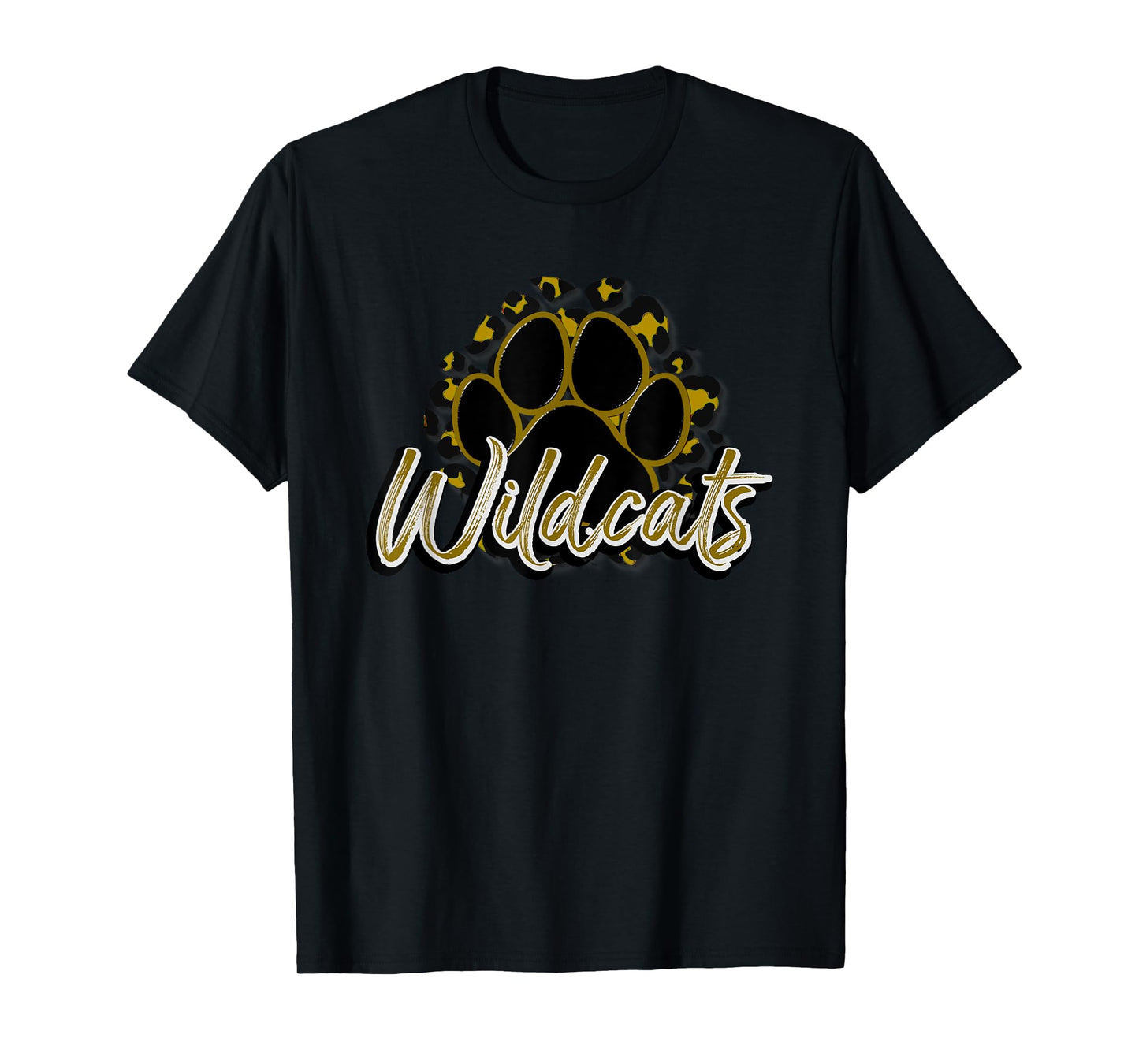 Wildcats Gold Black Cheetah School Sports Fan Team Spirit T-Shirt