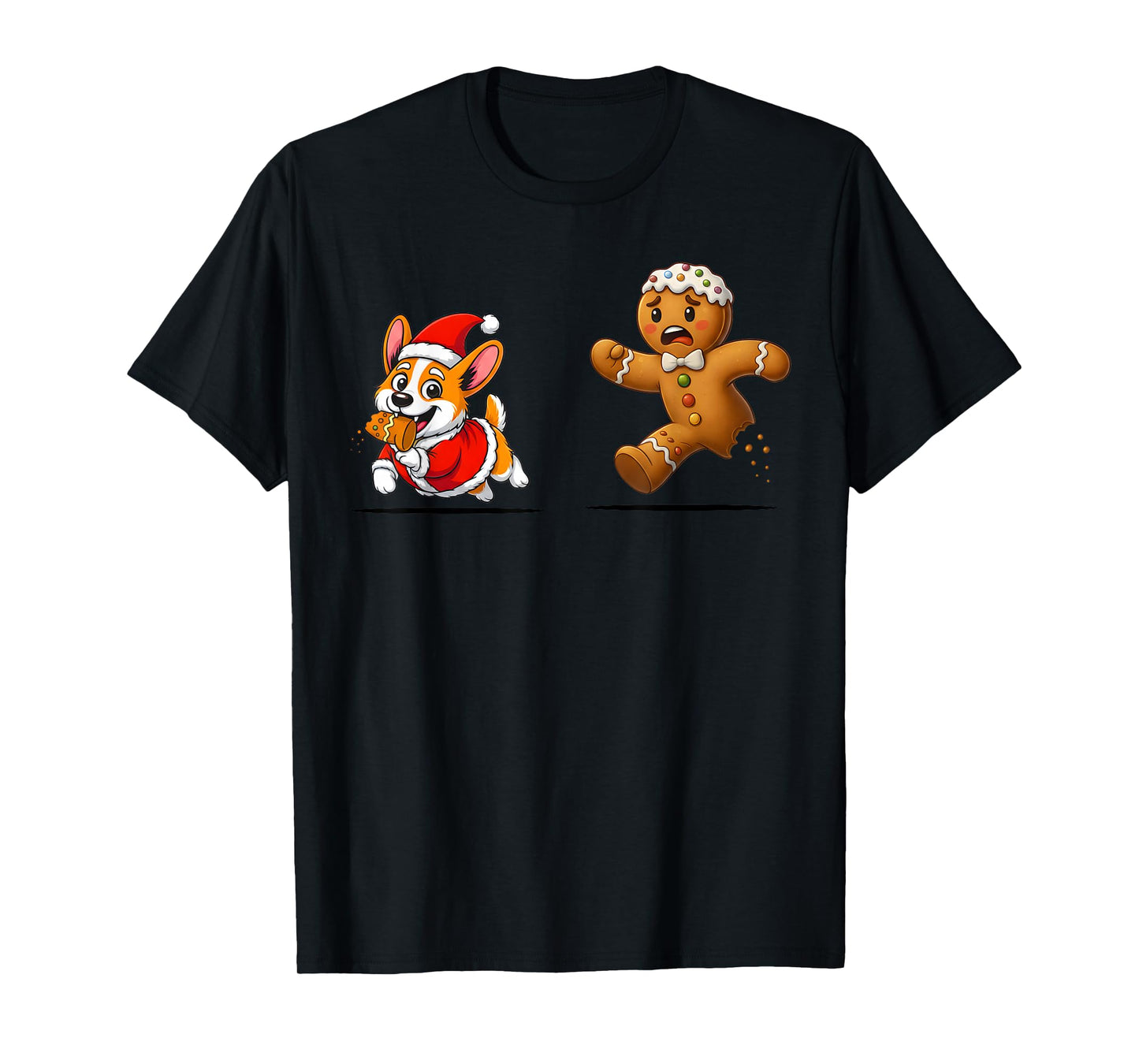Gingerbread Cookie Chasing Corgi Christmas Dog Mom Pet Lover T-Shirt