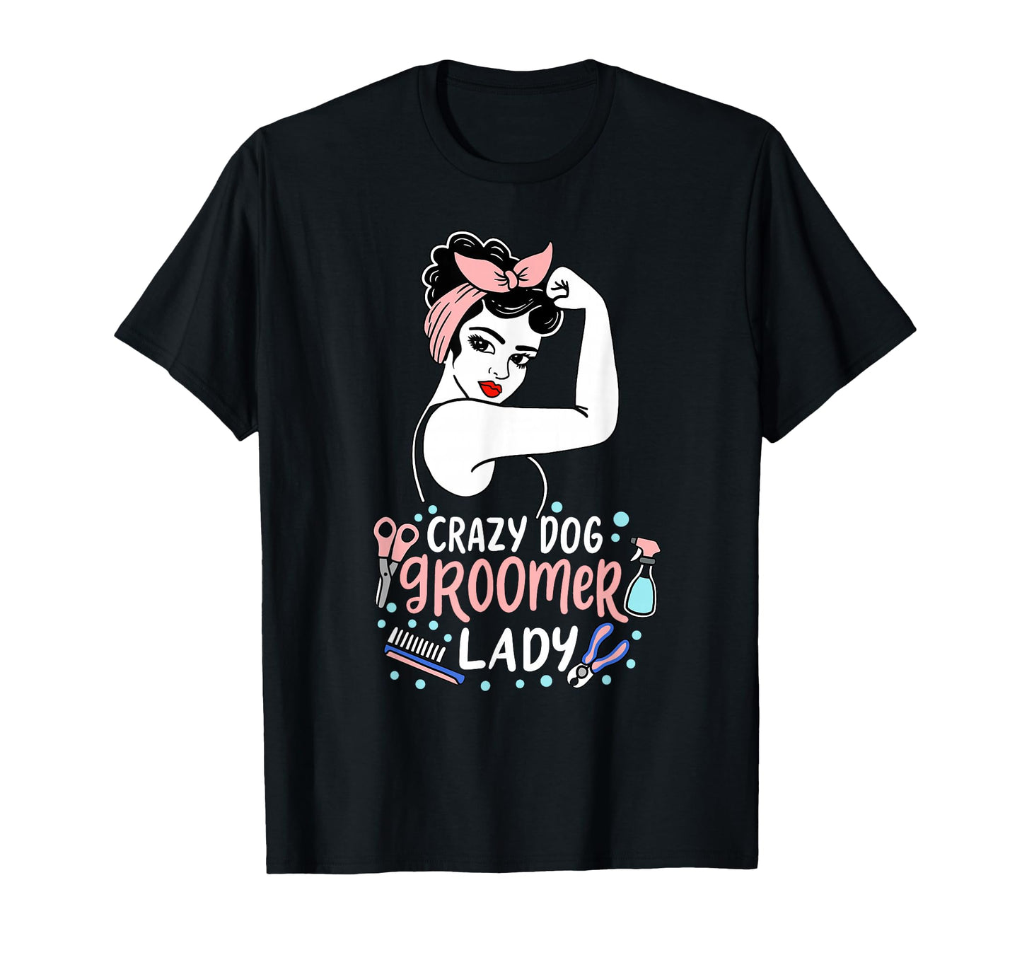 Cute Dog Groomer Lady Funny Puppy Stylist T-Shirt