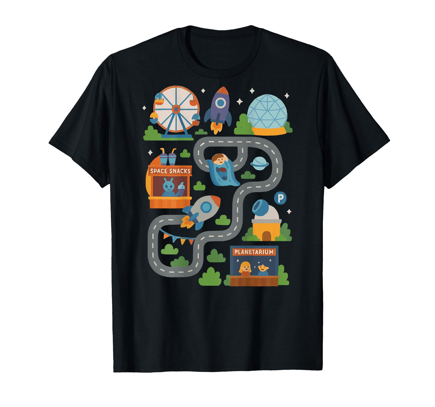 Cool space Playmat Car Race Track Dad and Kid Time T-Shirt