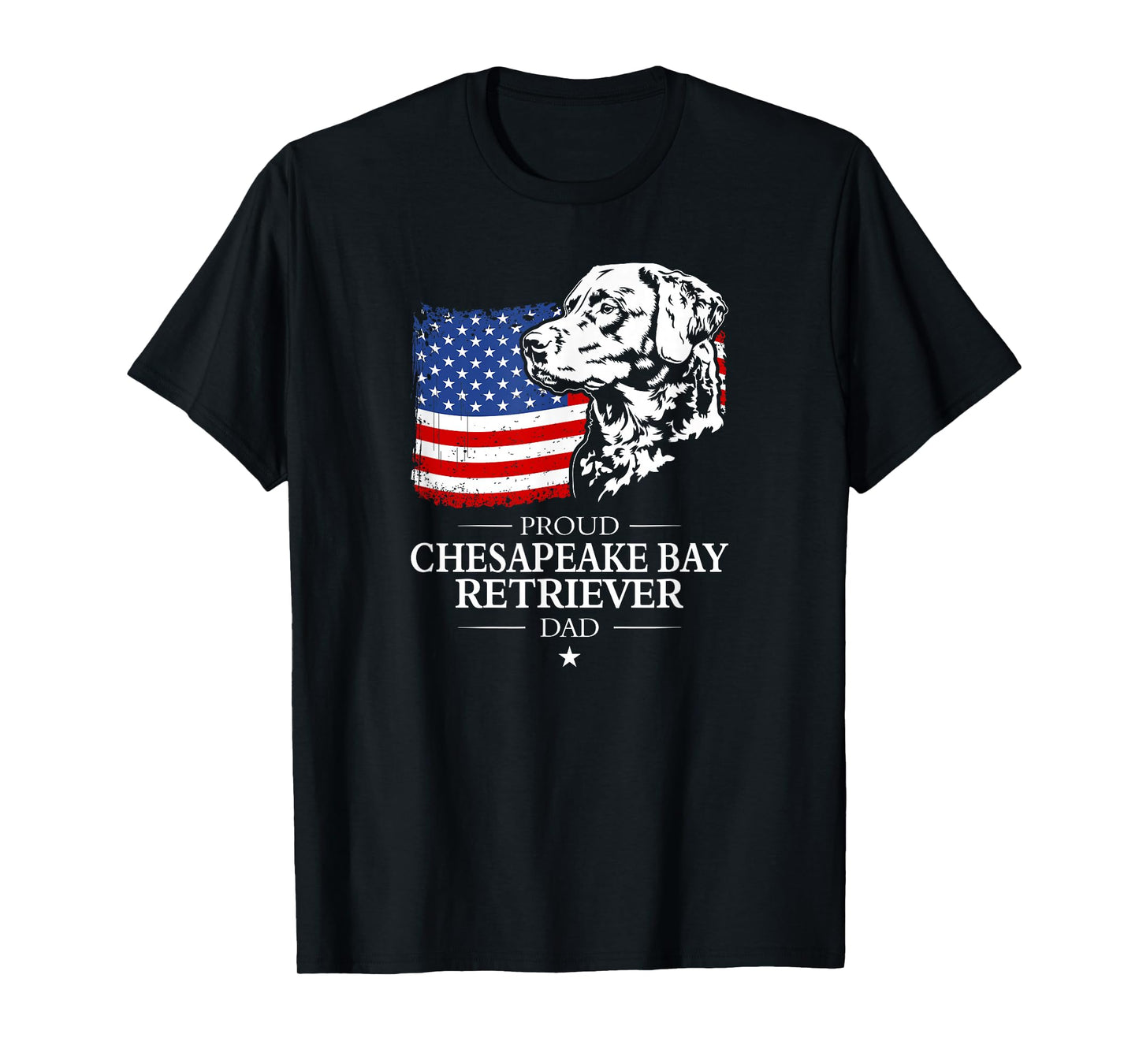 Chesapeake Bay Retriever Dad American US Flag Patriotic Dog T-Shirt