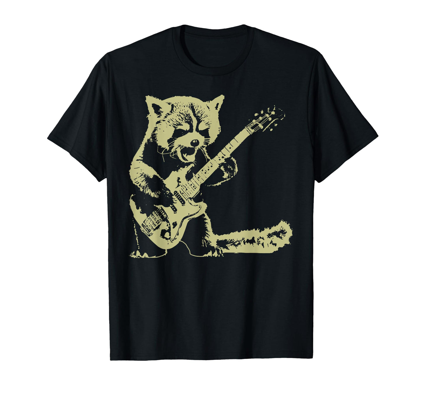 Vintage Cute Red Panda Playing Guitar Rock And Roll Music T-Shirt