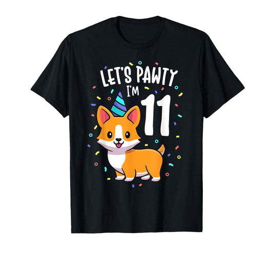 11 Years Old Corgi Dog Lover 11th Birthday Party Outfit Kid T-Shirt