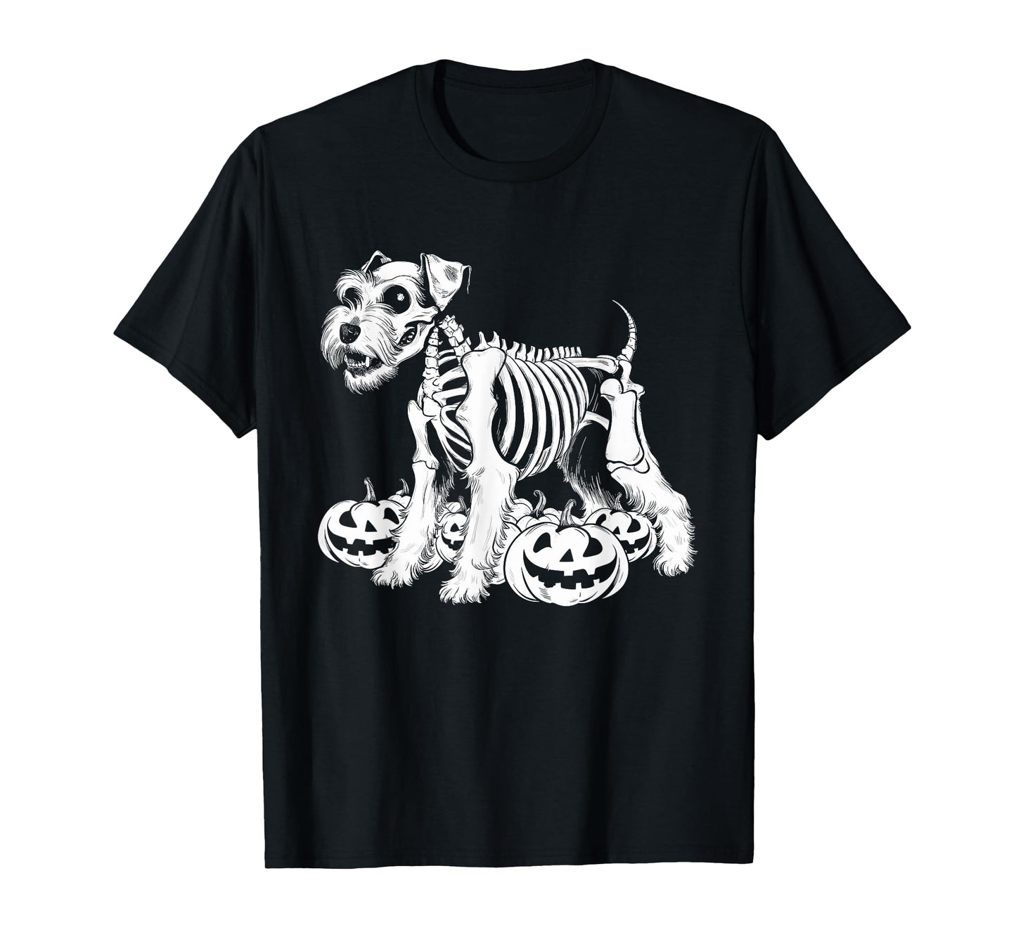 Miniature Schnauzer Skeleton Birthday Halloween Mens Womens T-Shirt