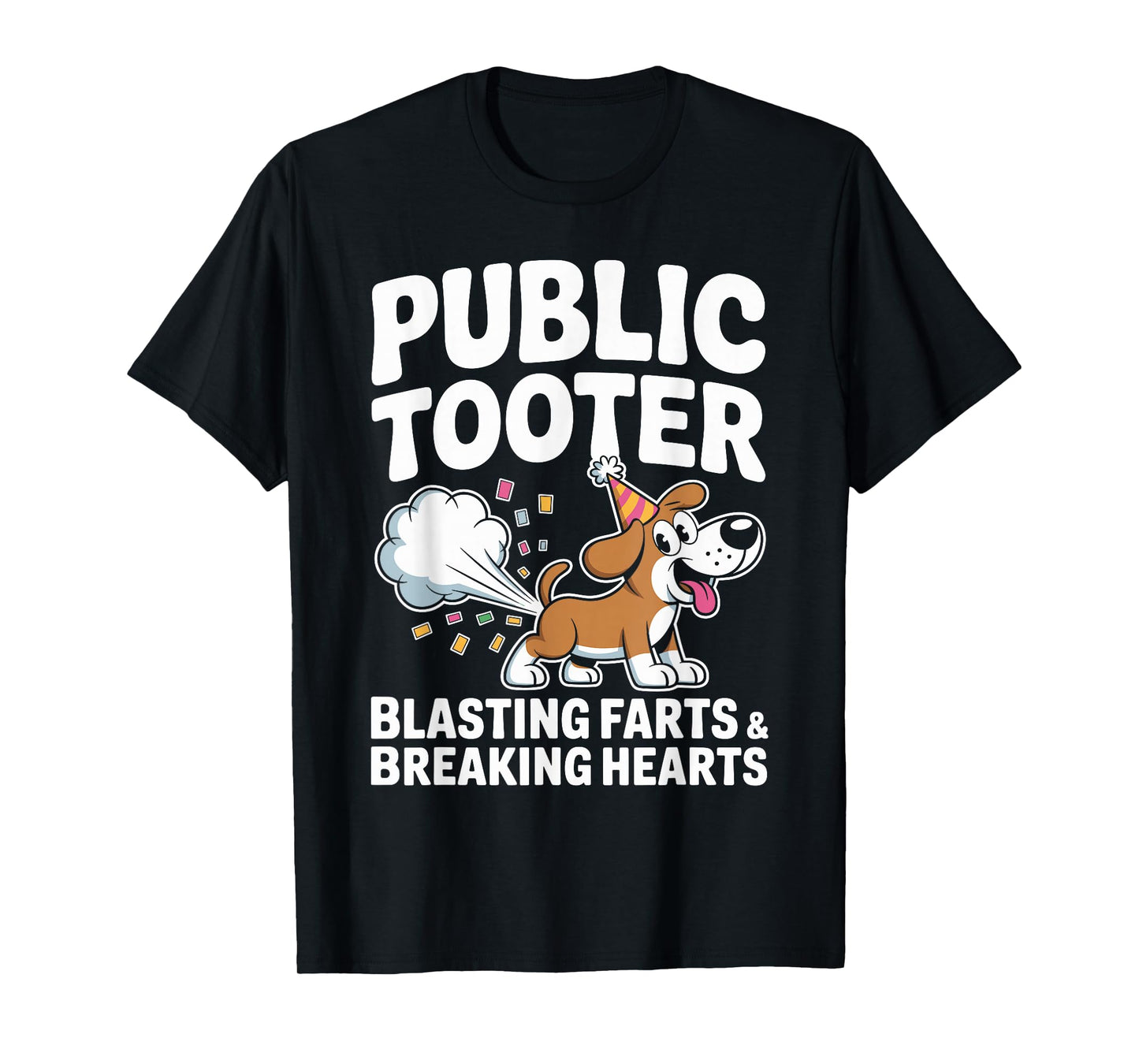 Public Tooter Blasting Farts Breaking Hearts Humor Funny Dog T-Shirt