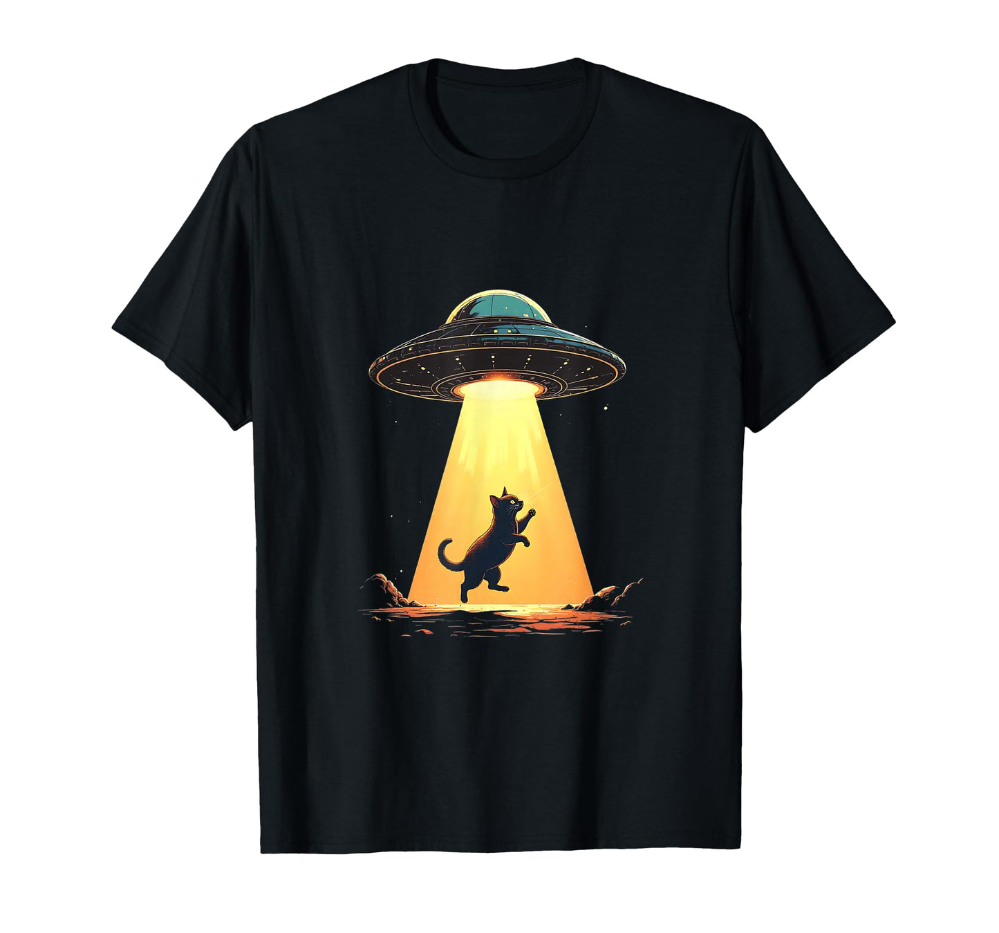 Cat Abduction by UFO Space Theme Funny Pet Lover Design T-Shirt